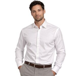 J.Crew‎ Shirt Mens Large White Polka Dots Cotton Casual Everyday Wear Button Up